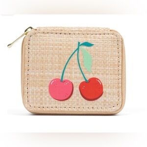 miami Woven Cherry Pill Case in Natural, Red & Pink